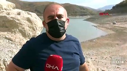 Barajın suyu çekilince, kayalığa yürüyerek gidilmeye başlandı | Video