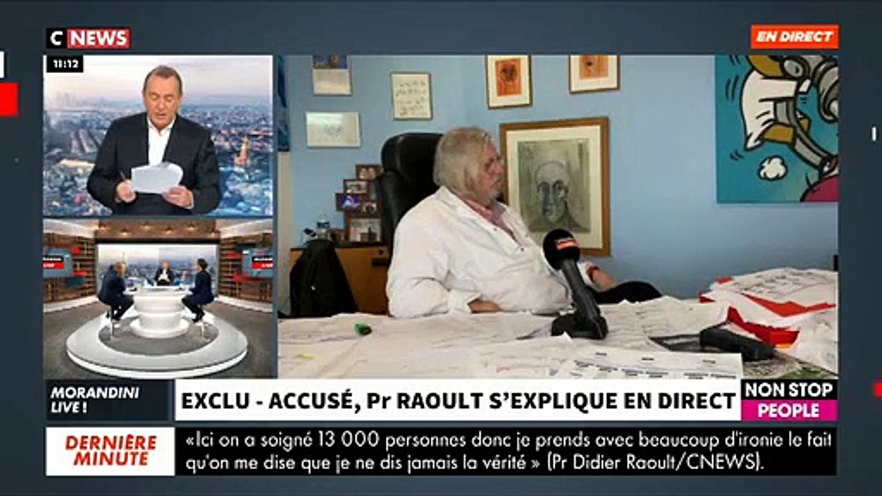 Regardez l'intégralité de l'interview exclusive du Pr Raoult ce matin dans "Morandini Live" sur CNews en direct de Marseille - VIDEO