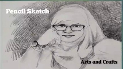 Alone girl drawing pencil sketch