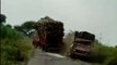 Tractor | tractor accident on road | sugarcane tractor and truck accident happens on road | agrassive tractor driver | sugarcane harvesting and transporting.