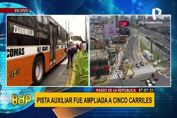 Reabren pista auxiliar ampliada en Paseo de la República