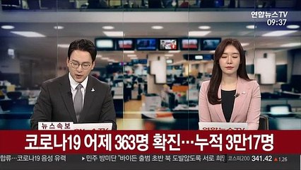 [속보] 코로나19 어제 363명 확진…누적 3만17명