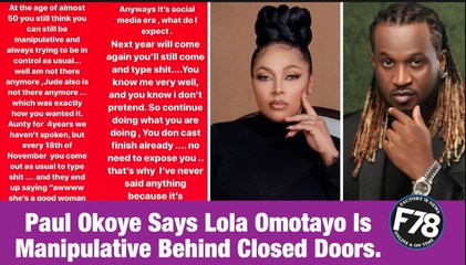 F78NEWS: Paul Okoye Says Lola Omotayo Is Manipulative Behind Closed Doors.