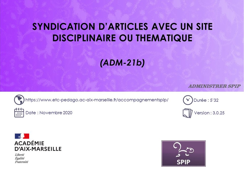 Syndication d'articles avec un site disciplinaire ou thématique