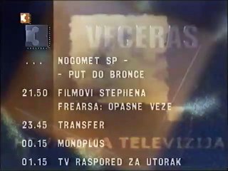 HRT 3 ljeto 1998. - TV raspored