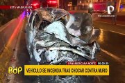 Auto se incendia en la Panamericana Norte