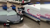 Korona virüs vakası nakli için giden hasta nakil ambulansı şoförünü 'ben polisim' diyerek darp etti