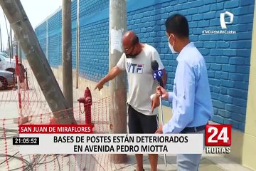 SJM: vecinos denuncian que varios postes son un peligro por falta de mantenimiento