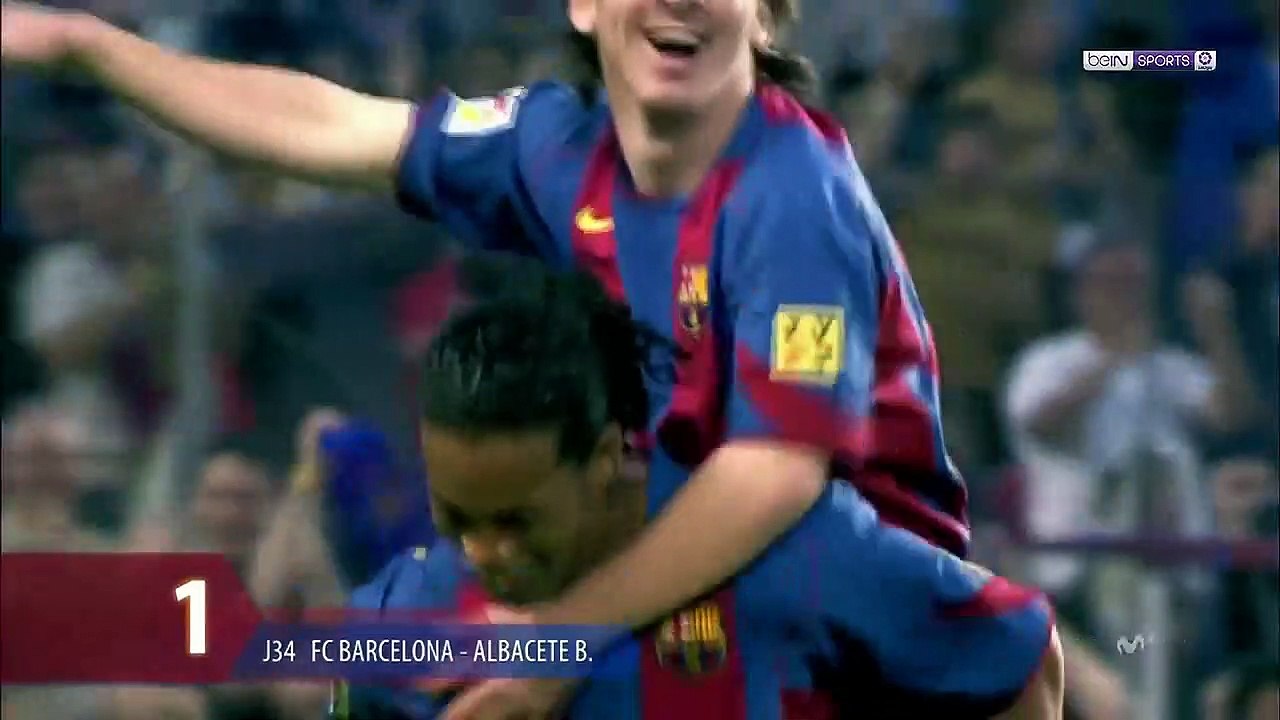 Messi's First Goal Ever !