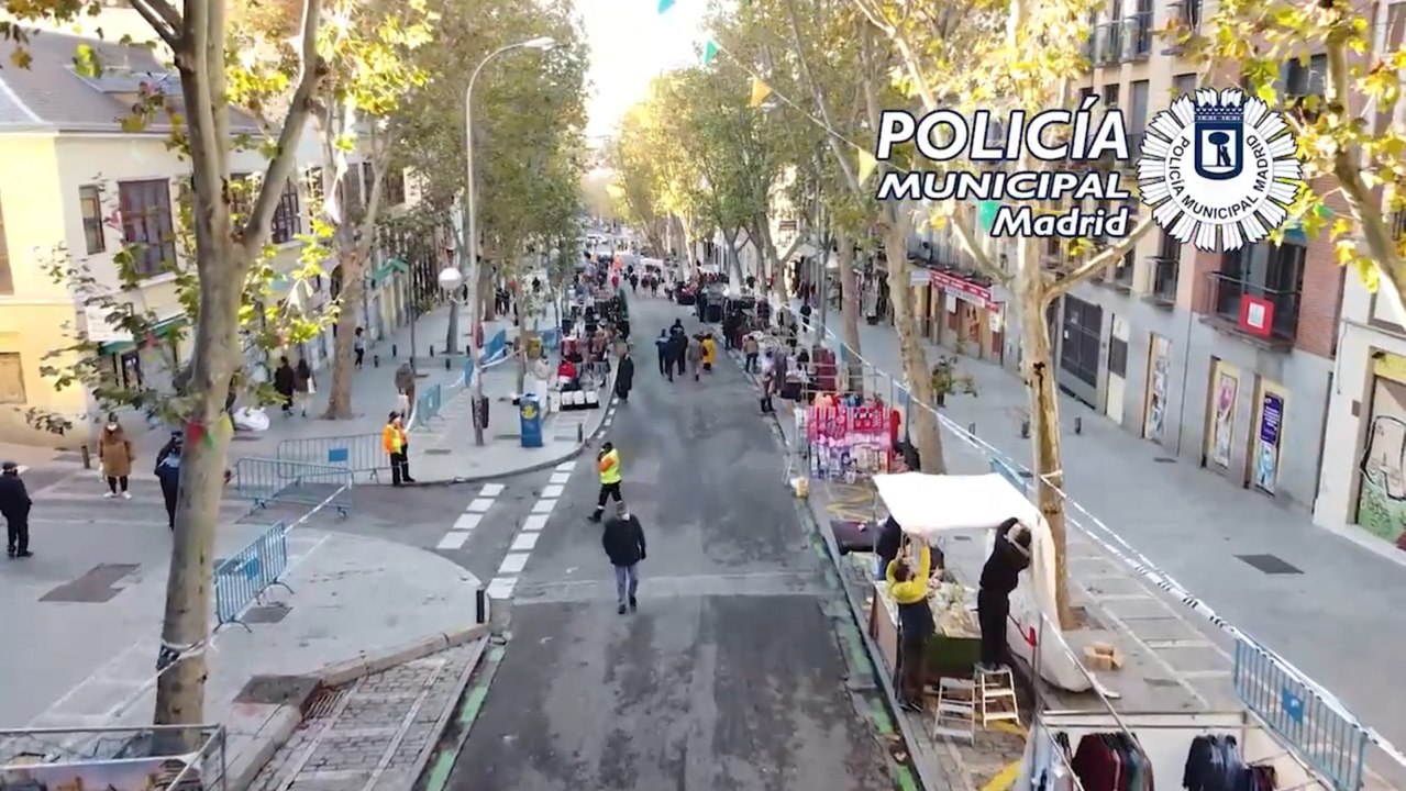 Drones controlan la reapertura del Rastro en Ma...