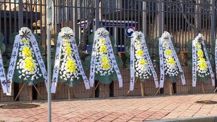 보수 시민단체, 법무부 앞 '추미애 물러나라' 근조 화환 설치 / YTN