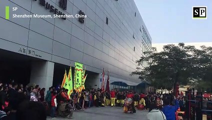 Chinese New Year traditional lion dance in Shenzhen, China