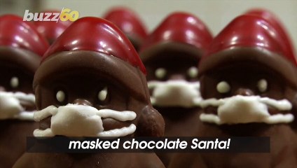 Corona Candy? Chocolatier Makes Chocolate Santa’s With Masks!
