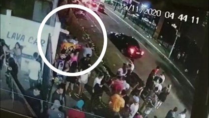 Novas imagens mostram confusão que resultou em homem ferido com bala perdida na Rua Pio XII
