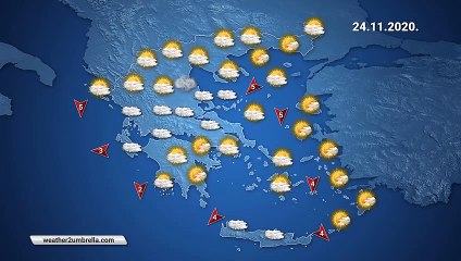 Η πρόγνωση του καιρού για την Τρίτη 24-11-2020