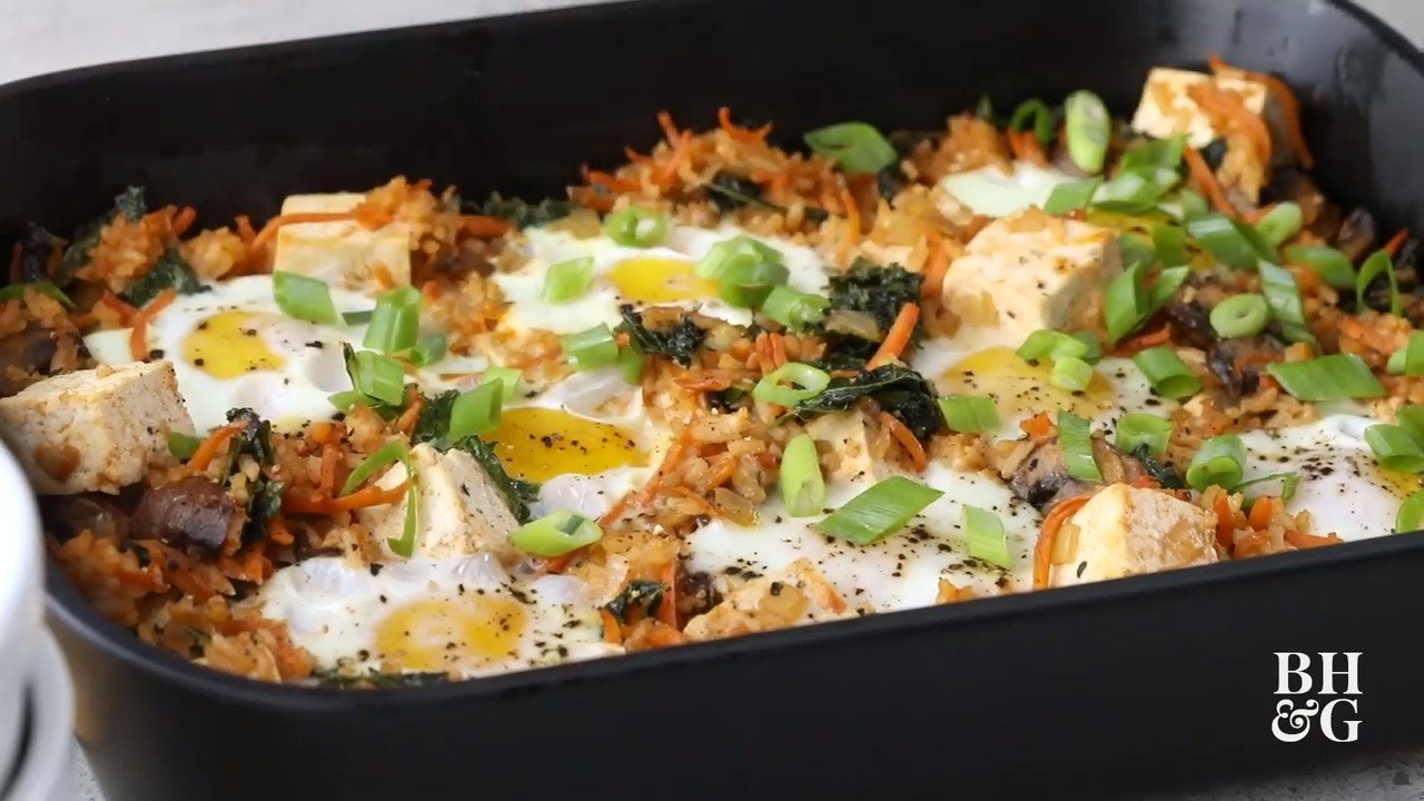 Bibimbap Casserole with Tofu