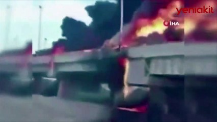 Petrol yüklü tanker bir anda patladı! Ortalık savaş alanına döndü