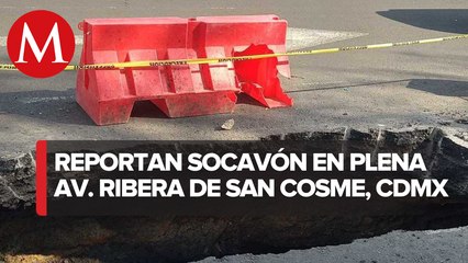 Enorme socavón afecta vialidad en avenida Ribera de San Cosme