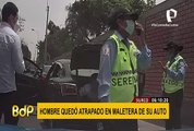 Serenos de Surco rescataron a hombre encerrado en maletera de su auto