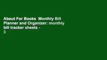 About For Books  Monthly Bill Planner and Organizer: monthly bill tracker sheets - 3 Year Calendar