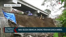 Baru Selesai Dibangun, Dinding Penahan Sungai di Proyek Jembatan Kedungkandang Ambrol