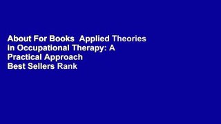 About For Books  Applied Theories in Occupational Therapy: A Practical Approach  Best Sellers Rank