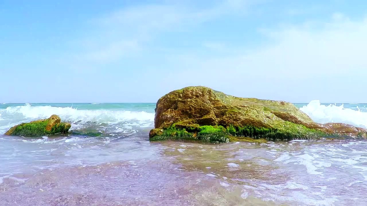 Sea waves breaking on the stonesnatural beautiful royalty Free Stock no copyright video Free for commercial use dron dron aerial view