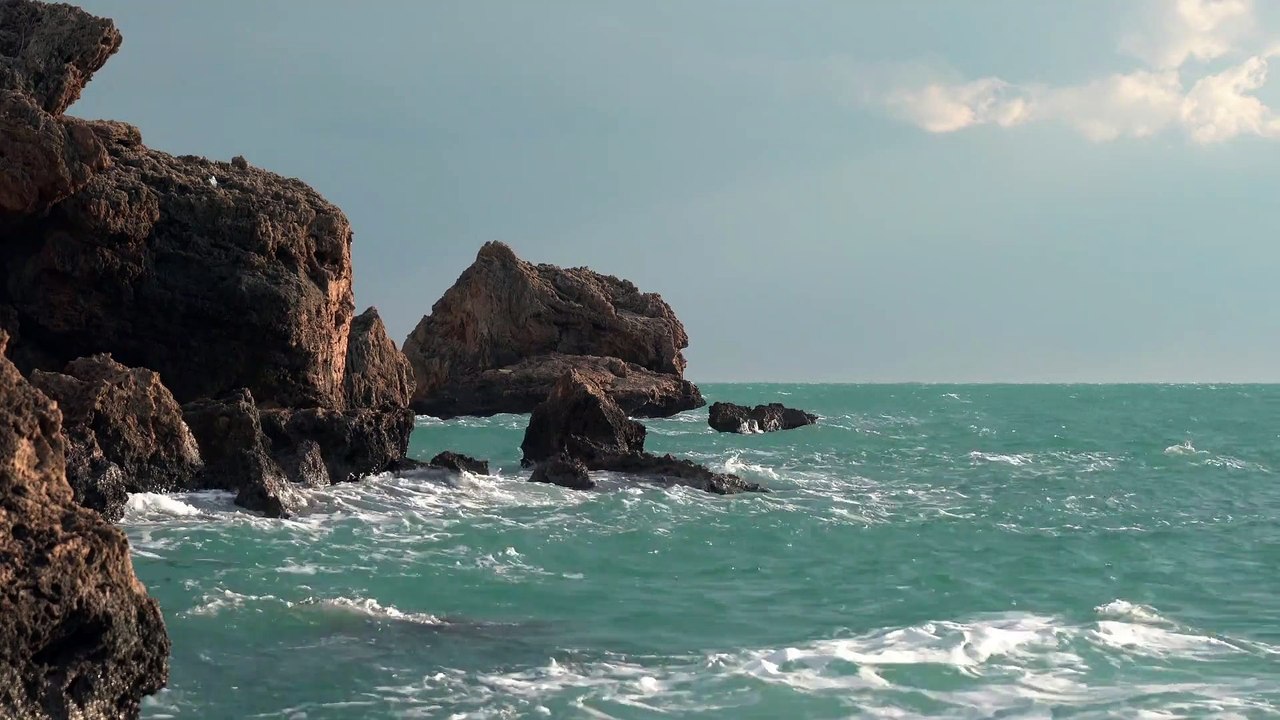 Sea Rocks Wavesnatural beautiful royalty Free Stock no copyright video Free for commercial use dron dron aerial view