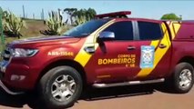 Homem sofre queda de quatro metros em empresa às margens da BR-467 e é socorrido pelos Bombeiros