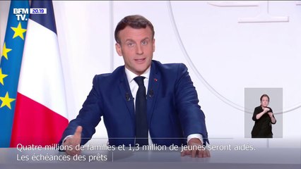 Emmanuel Macron annonce que des aides sociales seront versée à 4 millions de familles et 1,3 million de jeunes "en fin de semaine"