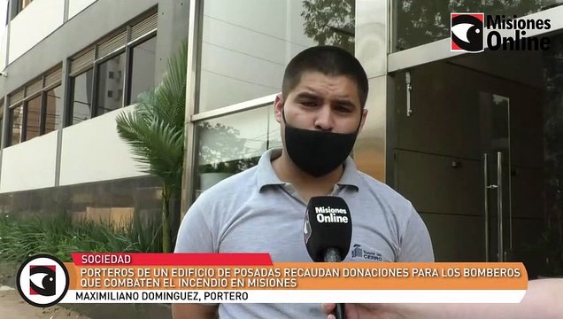 Porteros de un edificio de Posadas recaudan donaciones para los bomberos que combaten el incendio en Misiones