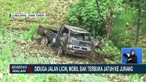 Jalan Licin Pasca Longsor, Mobil Bak Terbuka Terperosok ke Dalam Jurang