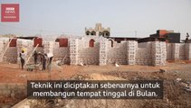 Bangun sekolah dengan teknik konstruksi di Bulan