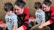 Kareena Kapoor Khan के साथ चाक पर मिट्टी के बर्तन बनाते नजर आए Taimur Ali Khan | FilmiBeat