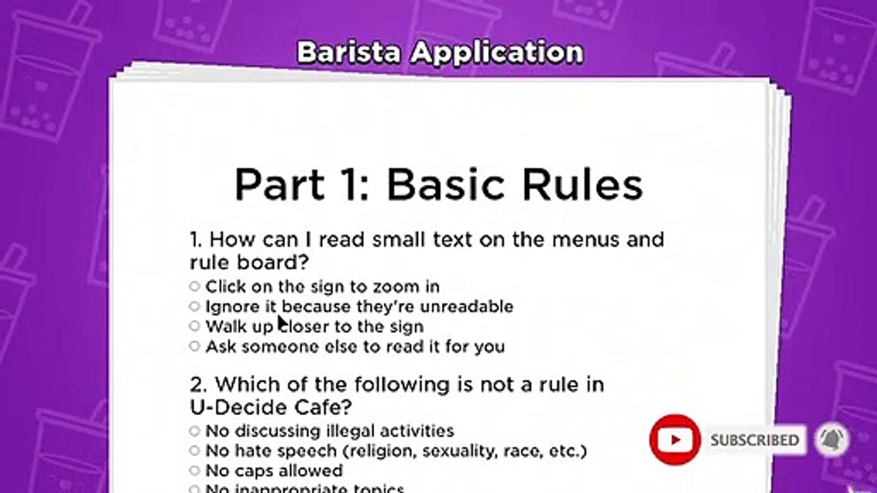 U Decide Cafe Application Answers 2020 Roblox Video Dailymotion - application for roblox