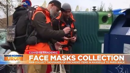 COVID cleanup: Duo walk from Marseille to Paris collecting thousands of dicarded face masks