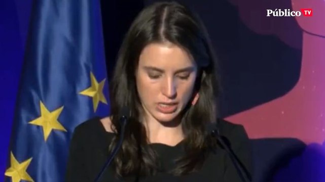 Irene Montero, emocionada al hablar de las víctimas de violencia machista
