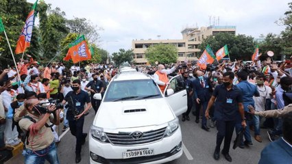 GHMC polls: Amit Shah's roadshow in Hyderabad
