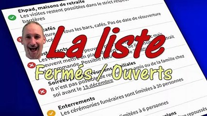 Nouvelles mesures sanitaire - Liste des "ouverts et fermés"
