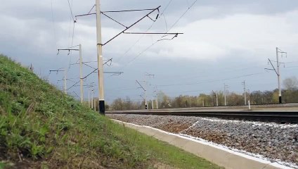 The Škoda EJ675 electric multiple unit of Ukrainian Railways during a test ride, December 2013