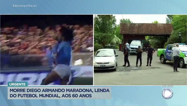 Morre Diego Maradona, lenda do futebol mundial, aos 60 anos.