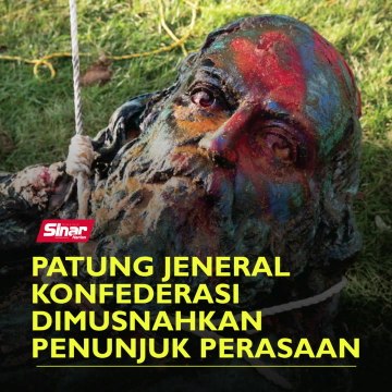 Patung Jeneral Konfederasi dimusnahkan penunjuk perasaan