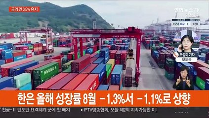 한은, 올해 성장률 전망 -1.1%로 상향…금리 동결