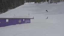 Skier Crashes While Jumping From One Rail to Another