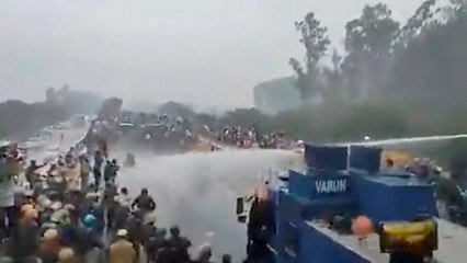 Protesting farmer says 'we are not afraid of water cannon'