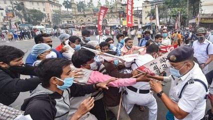 Trade union strike partially affects normal life in West Bengal