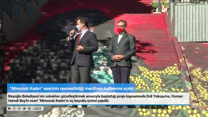 Mimozalı Kadın" eserinin resmedildiği merdiven kullanıma açıldı