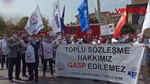 CHP'li Bakırköy Belediyesi'nde çalışan sendika üyelerinden toplu sözleşme protestosu