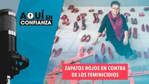 Zapatos rojos en contra de los feminicidios