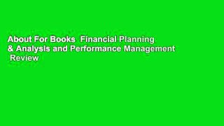 About For Books  Financial Planning & Analysis and Performance Management  Review